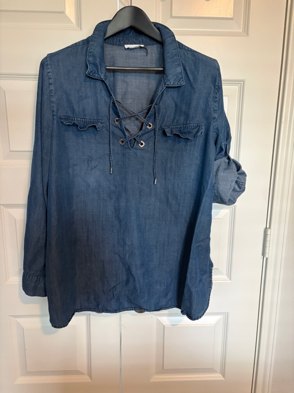 Calvin Klein Indigo Lace-Up Denim Tunic